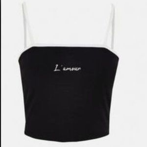 contrast strap crop tank top